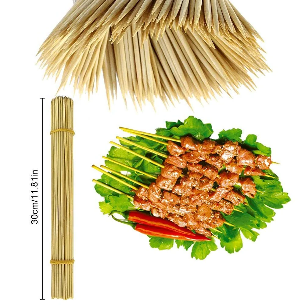 Bamboo Skewers With Marinated Meat And Red Chili Peppers