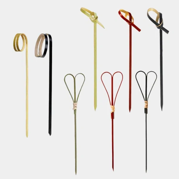Various Bamboo Skewers Including Loop And Heart Designs